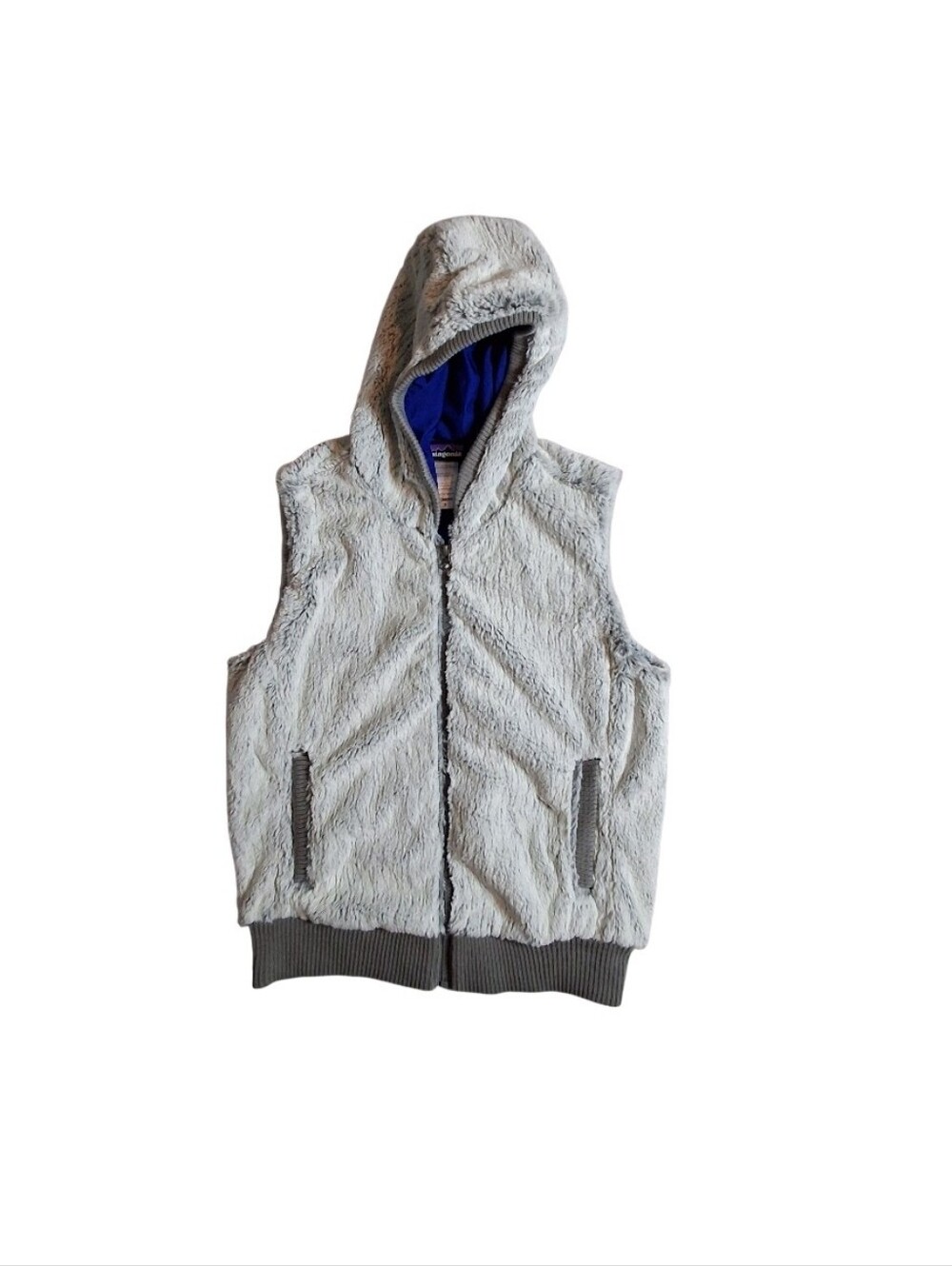 Patagonia Conejo Vest Women Size S Gray Fuzzy Comfy Cozy Hooded